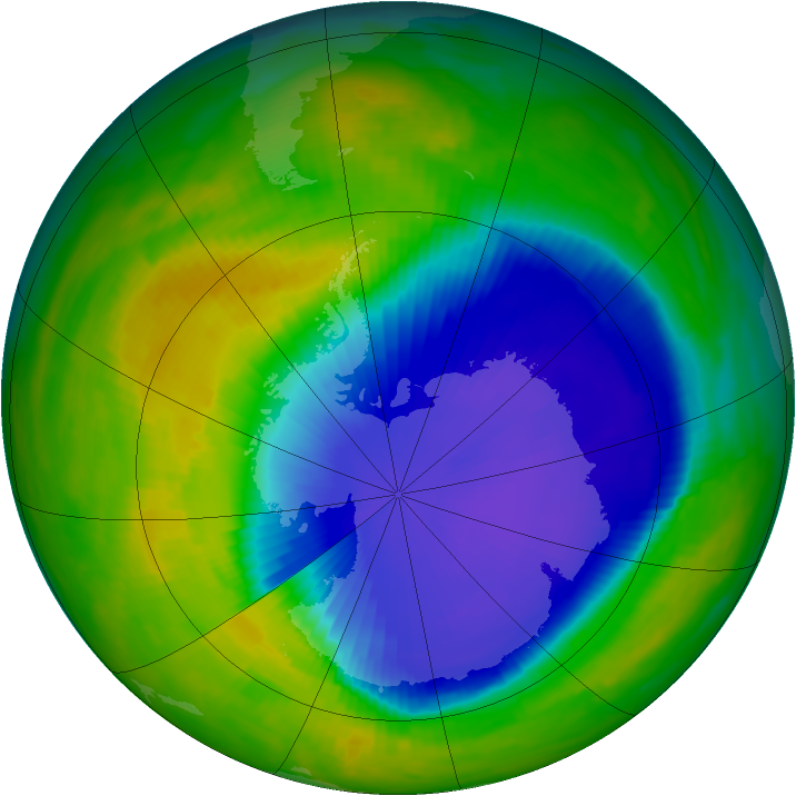 Antarctic ozone map for 03 November 1996